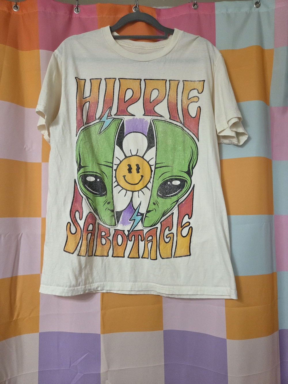 Hippie Sabotage Graphic Band Tee - Cream -Medium